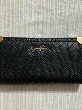 Jessica Simpson Meteorite Large Frankie Black Clutch Wallet